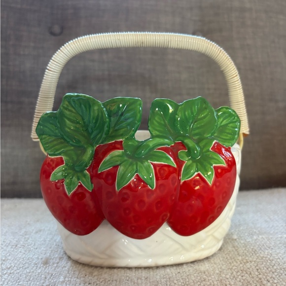 Rosenthal Other - VTG 1960s Rosenthal Netter Red Strawberry Ceramic Basket Bowl Handle Retro Japan
